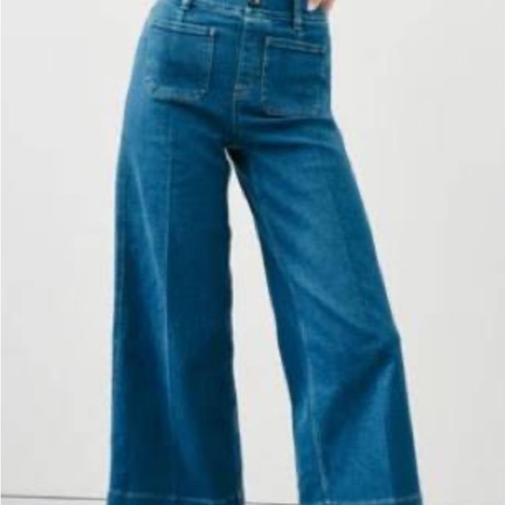 SPANX Blue Flare Wide-Leg Jeans (tummy control)